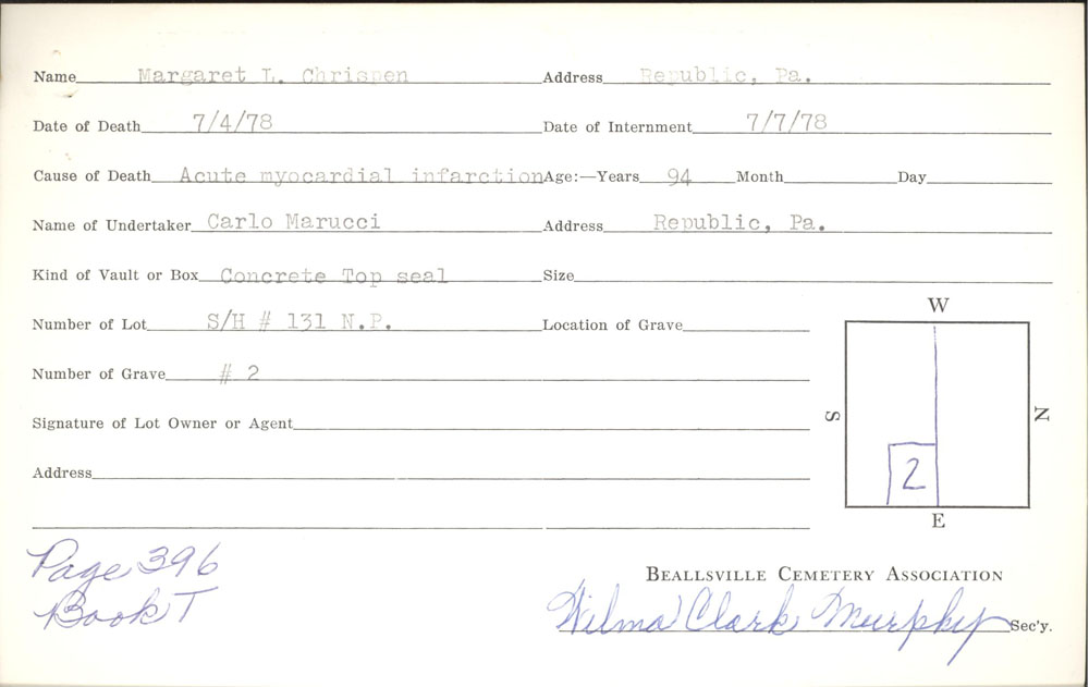 burial card